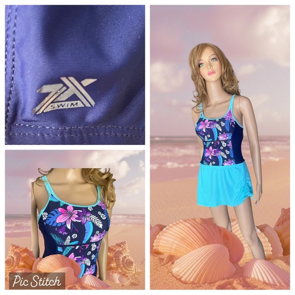 New ZeroXposur Double Strap Swimsuit with Skirt in Regular size 16.5 - Picture 1 of 16